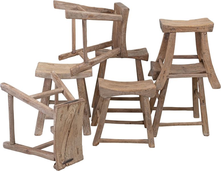 JO, Altholz Hocker rechteckig, Sattelhocker aus altem Holz