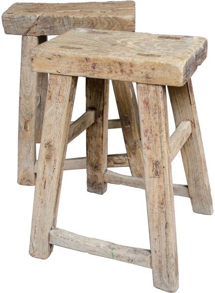 TRAUTE, Altholz Hocker rechteckig, kleiner Tisch aus altem Holz
