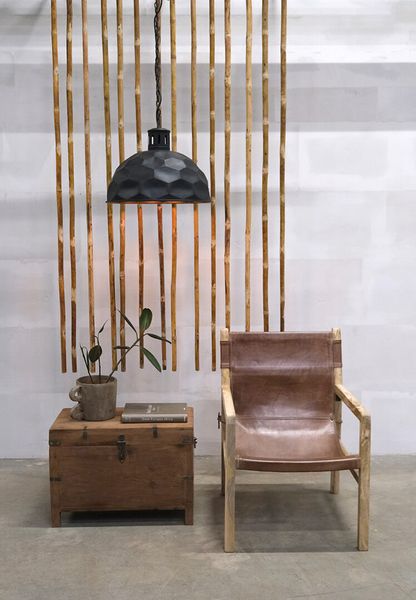 ADDI, Ledersessel braun im Holzgestell, stylischer Lounge-Sessel