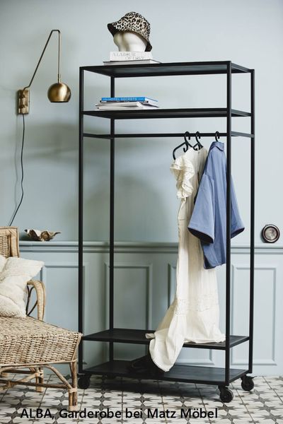 ALBA, Garderobe Metall auf Rädern Industriedesign