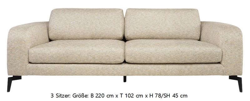 AMA, Designer Sofa beige Fischgrät-Stoff in 3 Größen