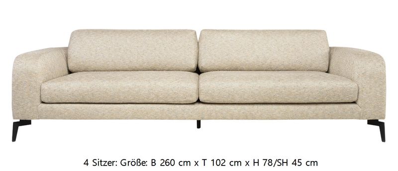 AMA, Designer Sofa beige Fischgrät-Stoff in 3 Größen