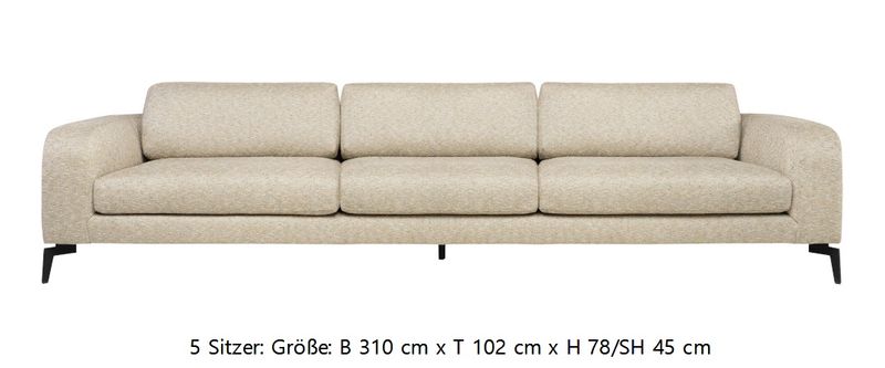 AMA, Designer Sofa beige Fischgrät-Stoff in 3 Größen