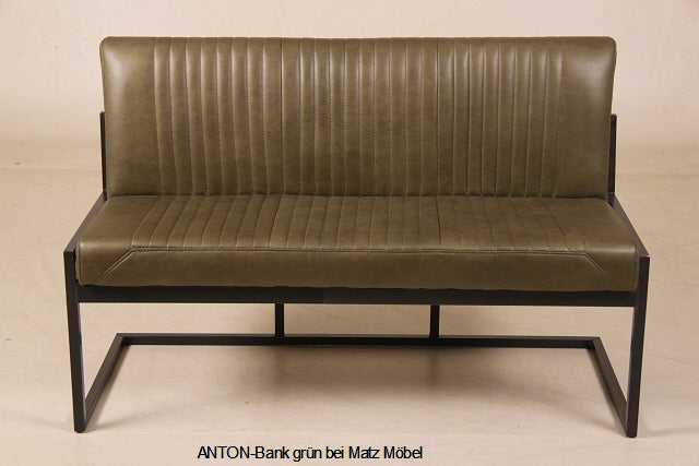 ANTON, Sitzbank Microfaser Leder Look gepolstert Industriedesign 135 cm
