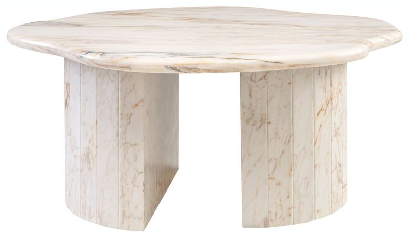 ATOS, Marmor Couchtisch weiß wellig-rund, Designermöbel