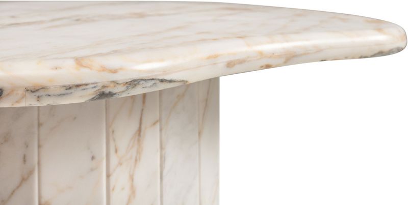 ATOS, Marmor Couchtisch weiß wellig-rund, Designermöbel