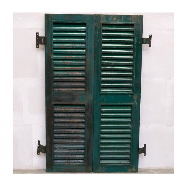 Alte Fensterläden antik grün-bunt H 140 cm