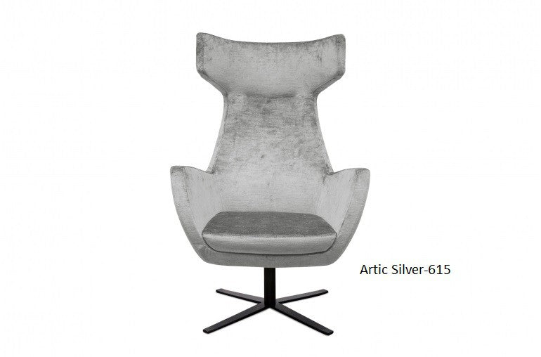 JOSUA, Egg Chair Samt grau, schwarz, Designer Ohrensessel drehbar