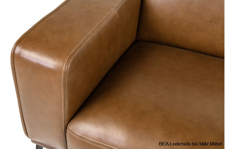 BEA, Designer Ledersofa braun 3 Sitzer, Ledercouch