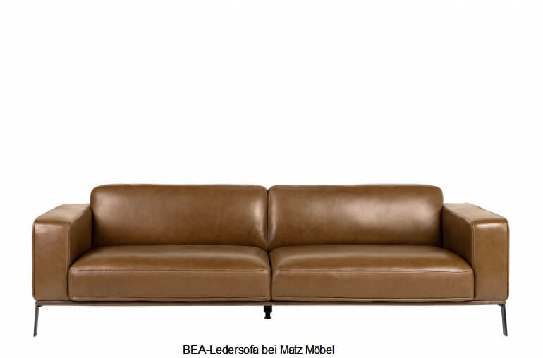 BEA, Designer Ledersofa braun 3 Sitzer, Ledercouch