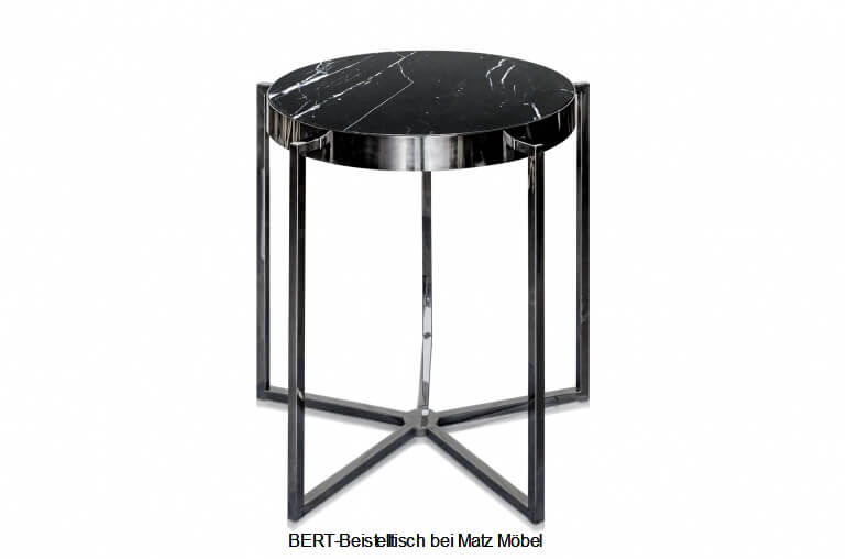 BERT-Beistelltisch Marmor Stahl schwarz, Industriedesign