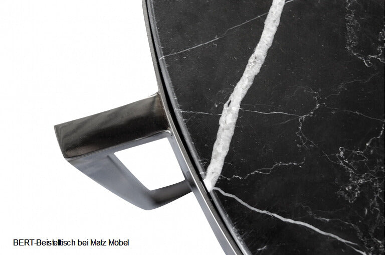 BERT-Beistelltisch Marmor Stahl schwarz, Industriedesign