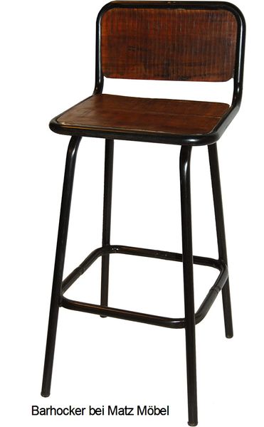 JO, Barhocker Holz-Metall 2 Stück Industriedesign