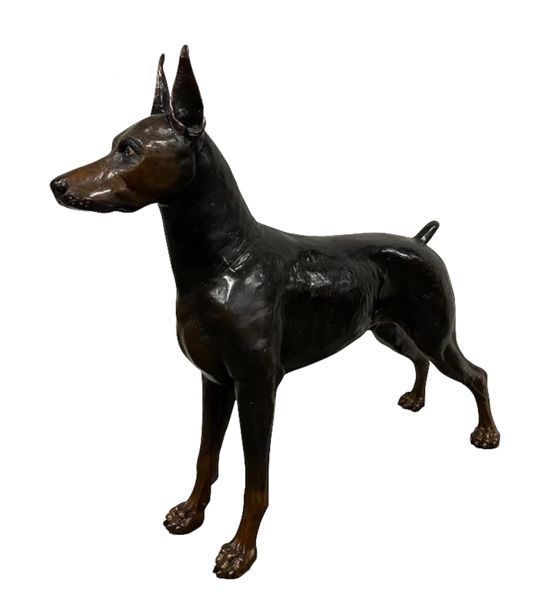 Bronze Skulptur "Bronzener Dobermann"
