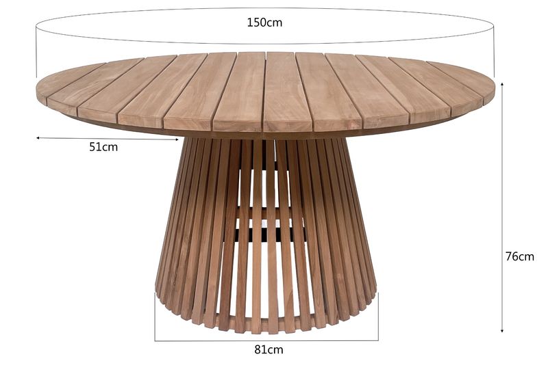 CINDY, Gartentisch rund D 150 cm Teak