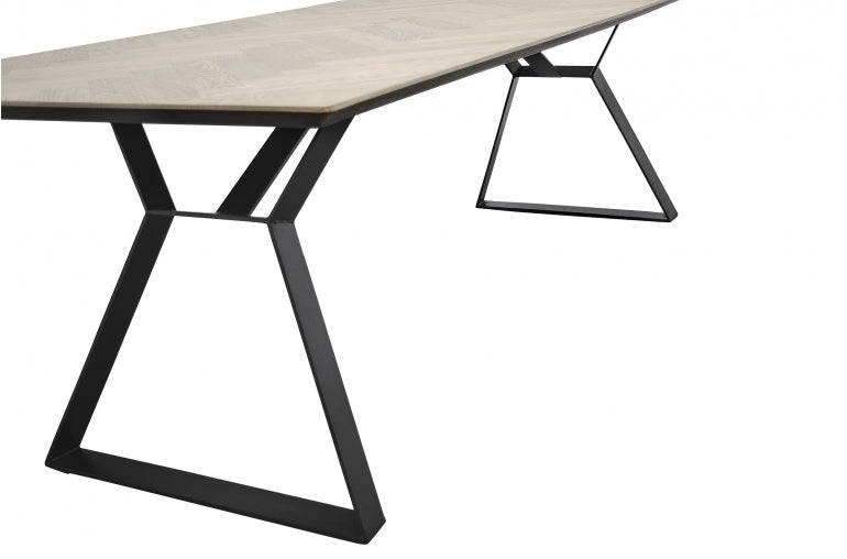 CLIVE, Designer Esstisch 200 cm mit Parkett Tischplatte