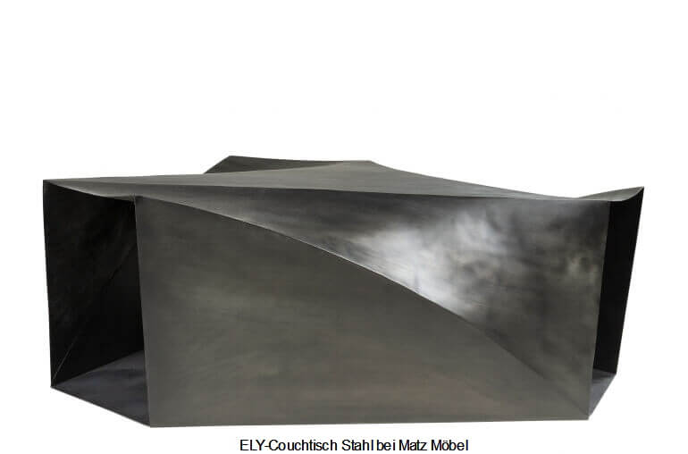 ELY, Stylischer Stahl Couchtisch metallic-grau, außergewöhnlicher Wohnzimmertisch