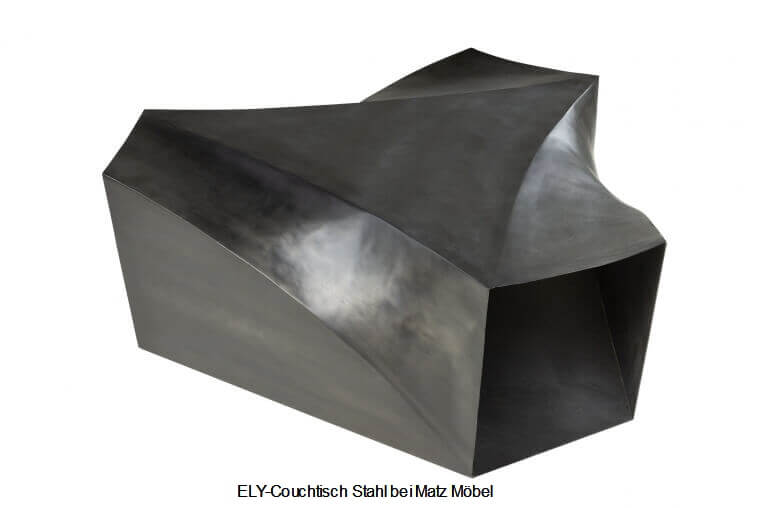 ELY, Stylischer Stahl Couchtisch metallic-grau, außergewöhnlicher Wohnzimmertisch