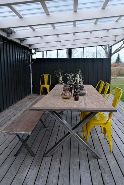 SANDY, Industriedesign Esstisch 230 cm Recyclingholz & Metall