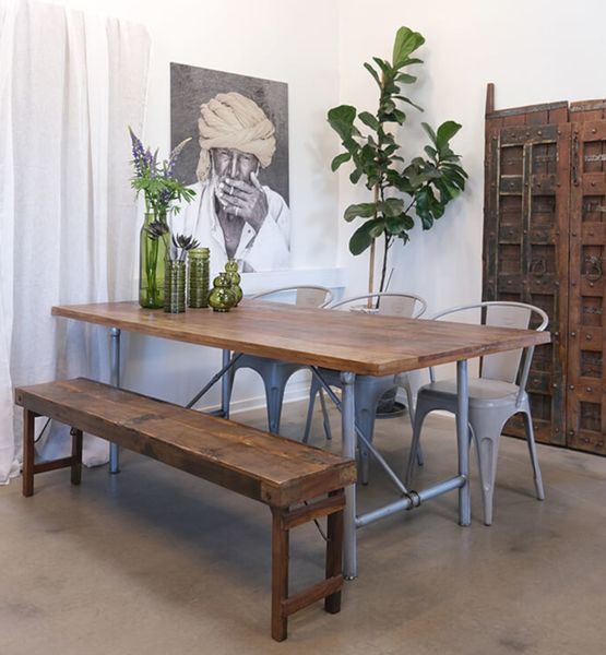 GARA, Esstisch recyceltes Holz mit Eisenrohren Industriedesign