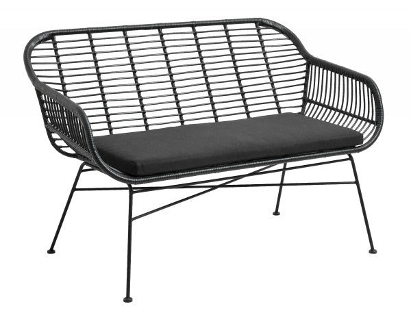GABI, Gartenbank 2 Sitzer Polyrattan schwarz