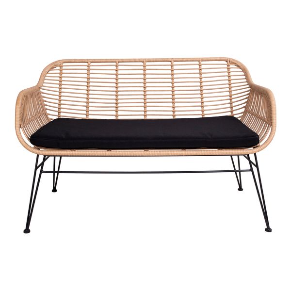Gartenbank GABI, hell Polyrattan 2 Sitzer mit Sitzkissen