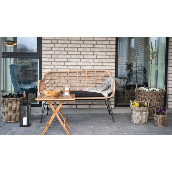 Gartenbank GABI, hell Polyrattan 2 Sitzer mit Sitzkissen