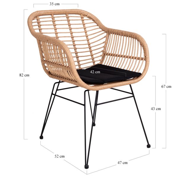 Gartenstuhl GABI 2 Stück hell Polyrattan