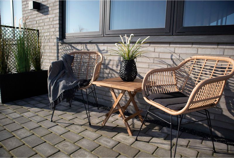 Gartenstuhl GABI 2 Stück hell Polyrattan
