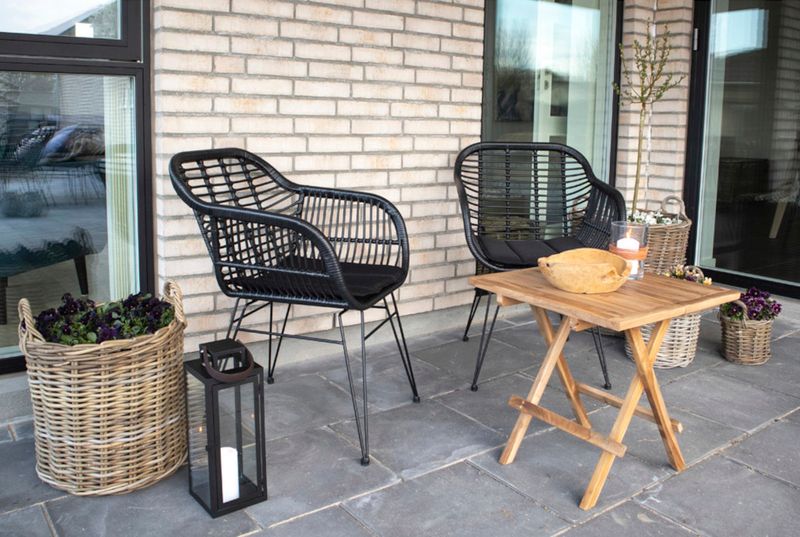 GABI, Gartenstuhl 2 Stück schwarz Polyrattan