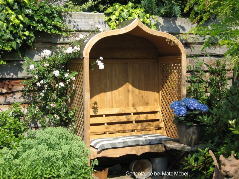 Garten Pavillon Holz JONA Gartenlaube mit 2 Sitzer Bank