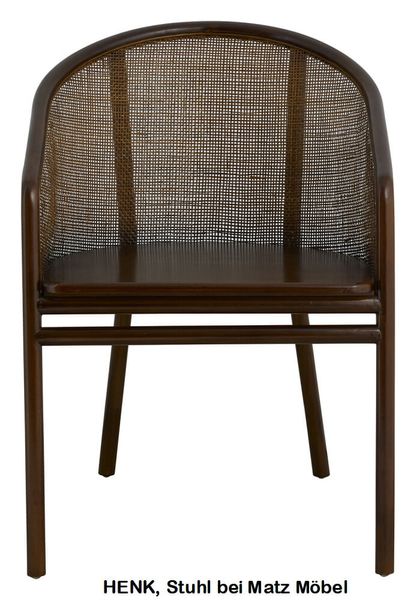 HENK, Rattan Stuhl dunkelbraun mit Armlehne