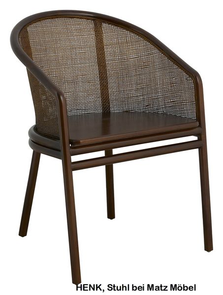 HENK, Rattan Stuhl dunkelbraun mit Armlehne
