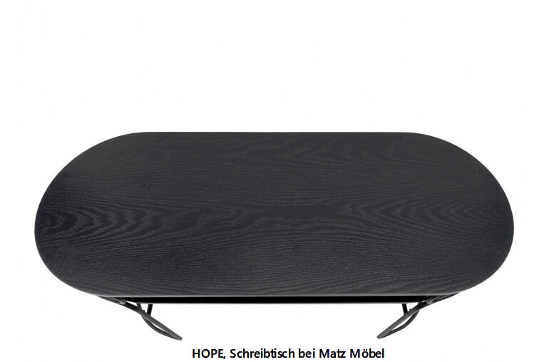 HOPE, Designer Schreibtisch hell Rattan & schwarzes Holz