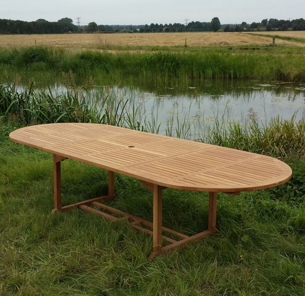 IDE, Gartentisch oval Holz, Verlängerungstisch