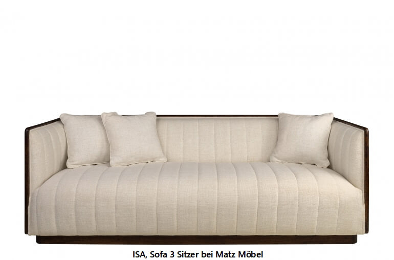 ISA, Sofa beige 3 Sitzer, Designer Couch