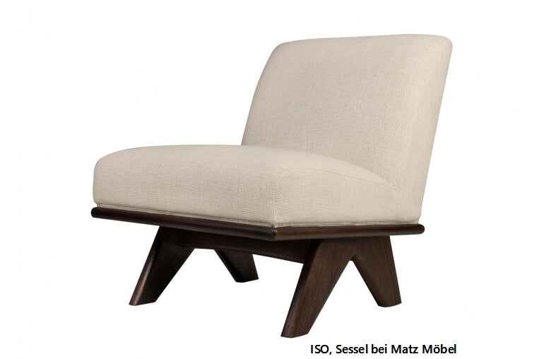 ISO, Designer Sessel beige & Holz ohne Armlehne