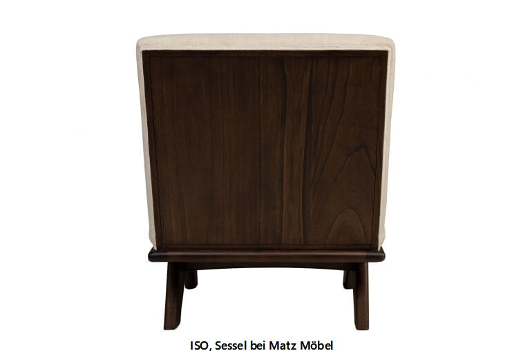ISO, Designer Sessel beige & Holz ohne Armlehne