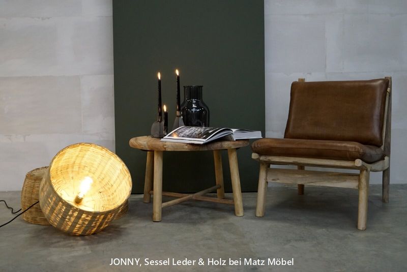 JONNY, Sessel Leder & Holz