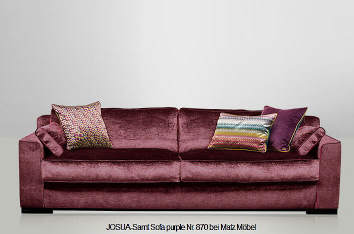JOSUA, Designer Samt Sofa 4 Sitzer viele Farben