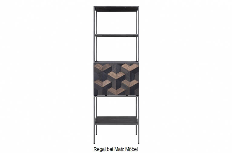 LILLY, Designer Regal mit Schrank schwarz-natur