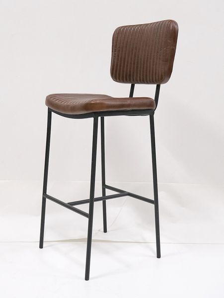 MALO, Vintage Barhocker 2 Stück mit gepolstertem Ledersitz