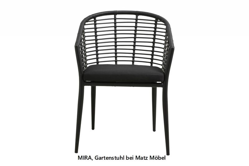 MIRA, moderner Gartenstuhl schwarz Polyrattan schwarz