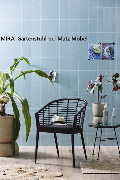 MIRA, moderner Gartenstuhl schwarz Polyrattan schwarz