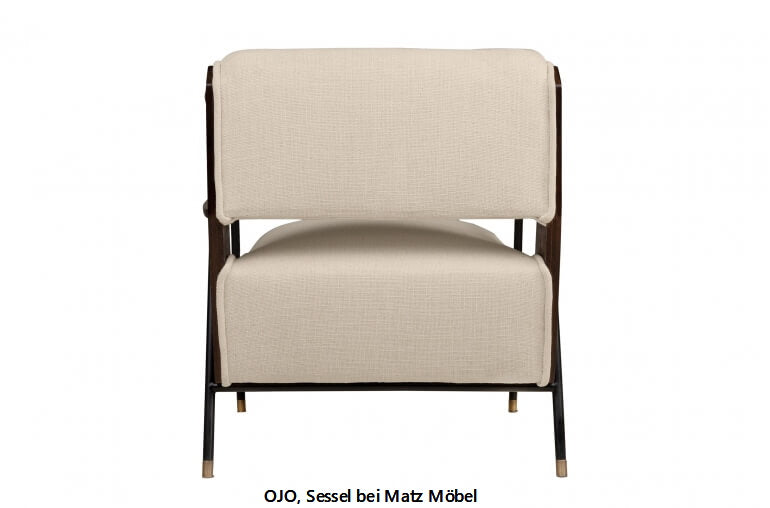 OJO, Designer Sessel beige Holz Armlehne