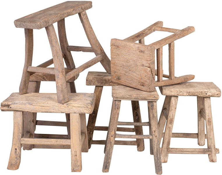 PEER, Altholz Hocker rechteckig, kleiner Tisch aus altem Holz