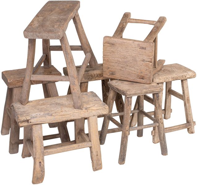 PEER, Altholz Hocker rechteckig, kleiner Tisch aus altem Holz