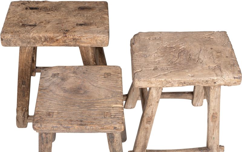 PEER, Altholz Hocker rechteckig, kleiner Tisch aus altem Holz
