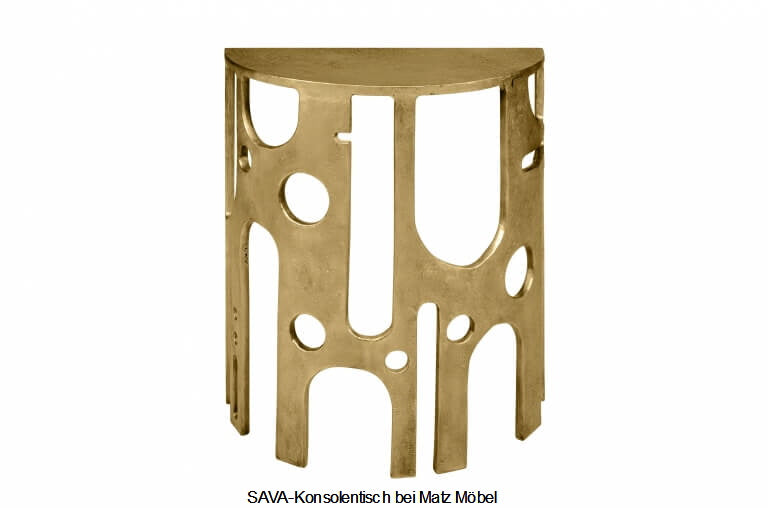 SAVA, Designer Konsolentisch gold halbrund