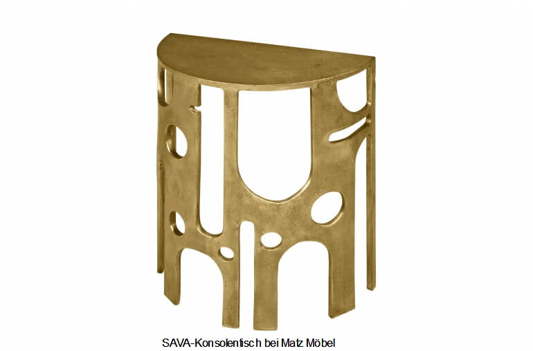 SAVA, Designer Konsolentisch gold halbrund